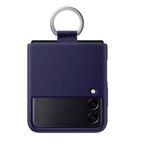 Silicone Cover with Ring for Samsung Galaxy Z Flip3 - Navy